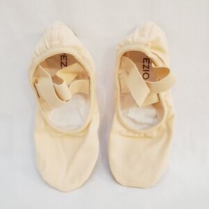 Dance Ballet Shoes Capezio Child 7.5M No Tie Cross Straps Canvas Split Sole